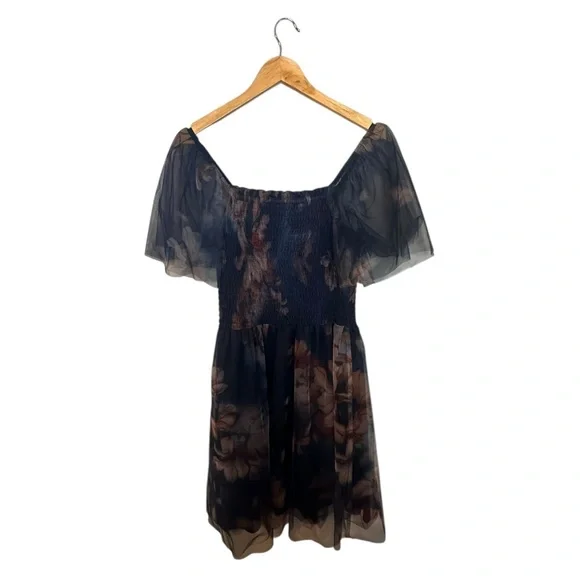 NWT Baltic Born Tivoli Tulle Short Dress in blue floral L